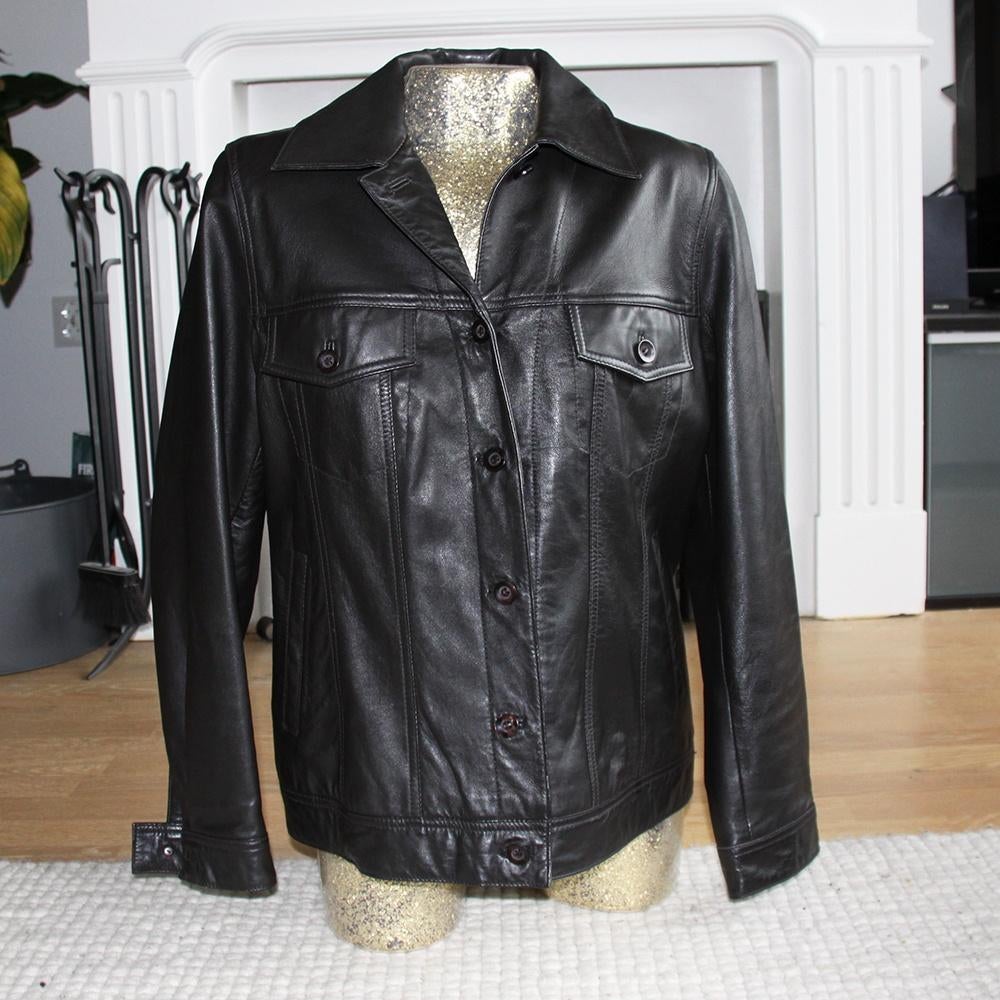 Mooie Leren Court One By Gerry Weber Jas (M) € 65,-, Kleding | Dames, Jassen | Winter, Maat 38/40 (M), Zwart, Ophalen of Verzenden