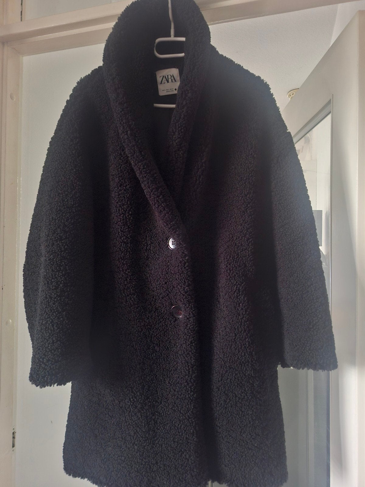 Wollen baggie zwarte jas van Zara - Maat 38/40, Zo goed als nieuw, Ophalen, Maat 38/40 (M), Zara