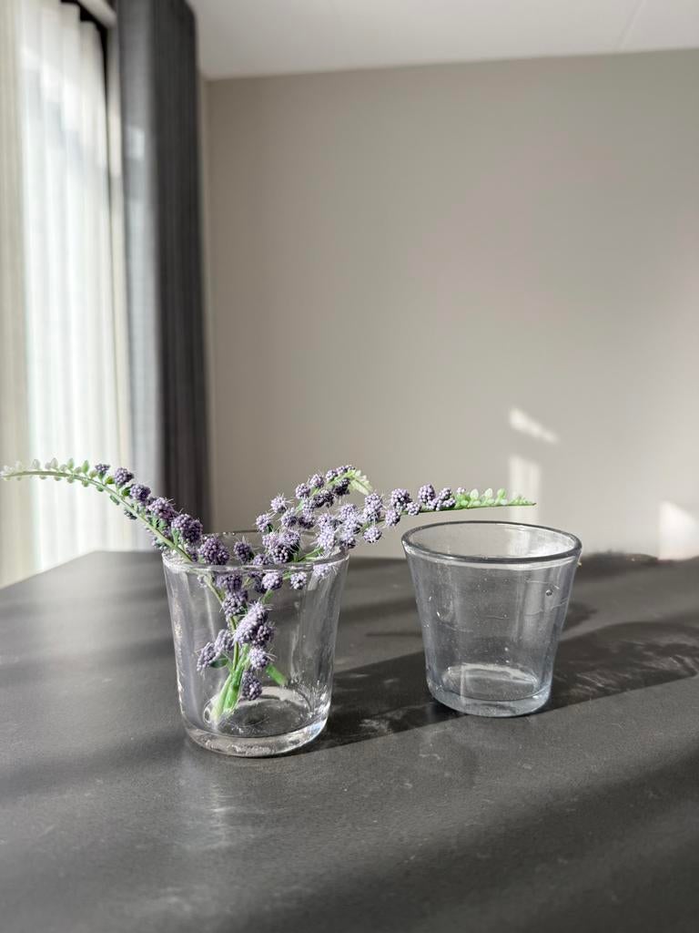 2 Franse waxinelichtjes oud glas *HIT*, Antiek en Kunst, Antiek | Glas en Kristal, Ophalen of Verzenden