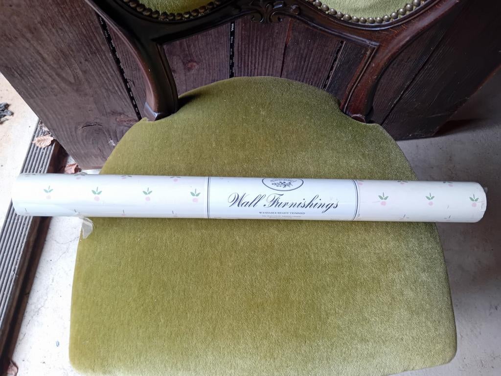 Vintage Laura Ashley Behang - Bloemenpatroon, Huis en Inrichting, Ophalen of Verzenden, Minder dan 10 m², Groen, Vintage, Klassiek, Landelijk