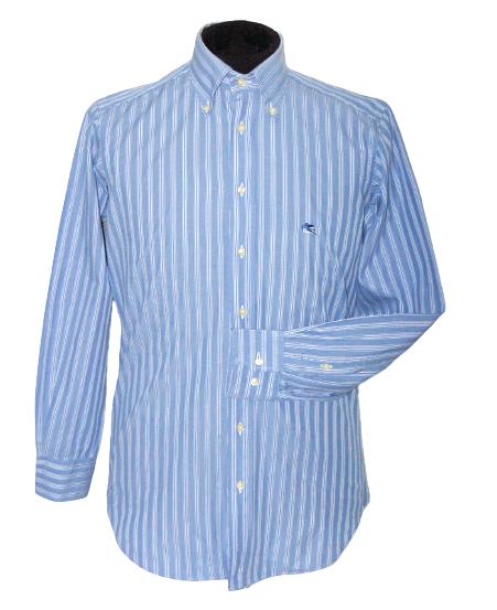 Etro overhemd, shirt, med. gestreept, blauw/wit, Mt. 38 / S, Kleding | Heren, Halswijdte 38 (S) of kleiner, ETRO ., Zo goed als nieuw