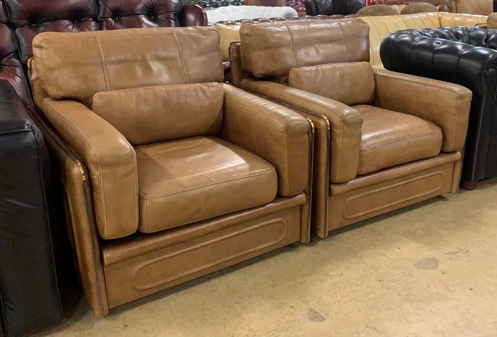 Prachtige Baxter Fauteuils Bruin., Gebruikt, 100 tot 125 cm, Leer, Ophalen of Verzenden