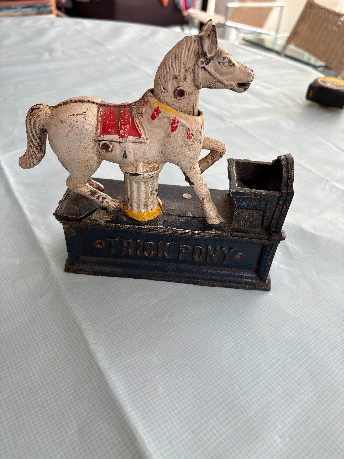 Antieke Trick Pony spaarpot van gietijzer, Ophalen of Verzenden