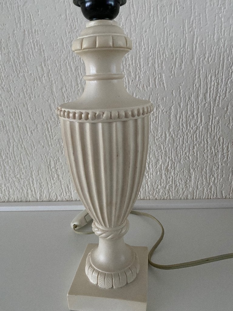 Vintage tafellamp  36 cm.  Ivoor?, Huis en Inrichting, Lampen | Tafellampen, Gebruikt, Vintage, Wit, Met schakelaar