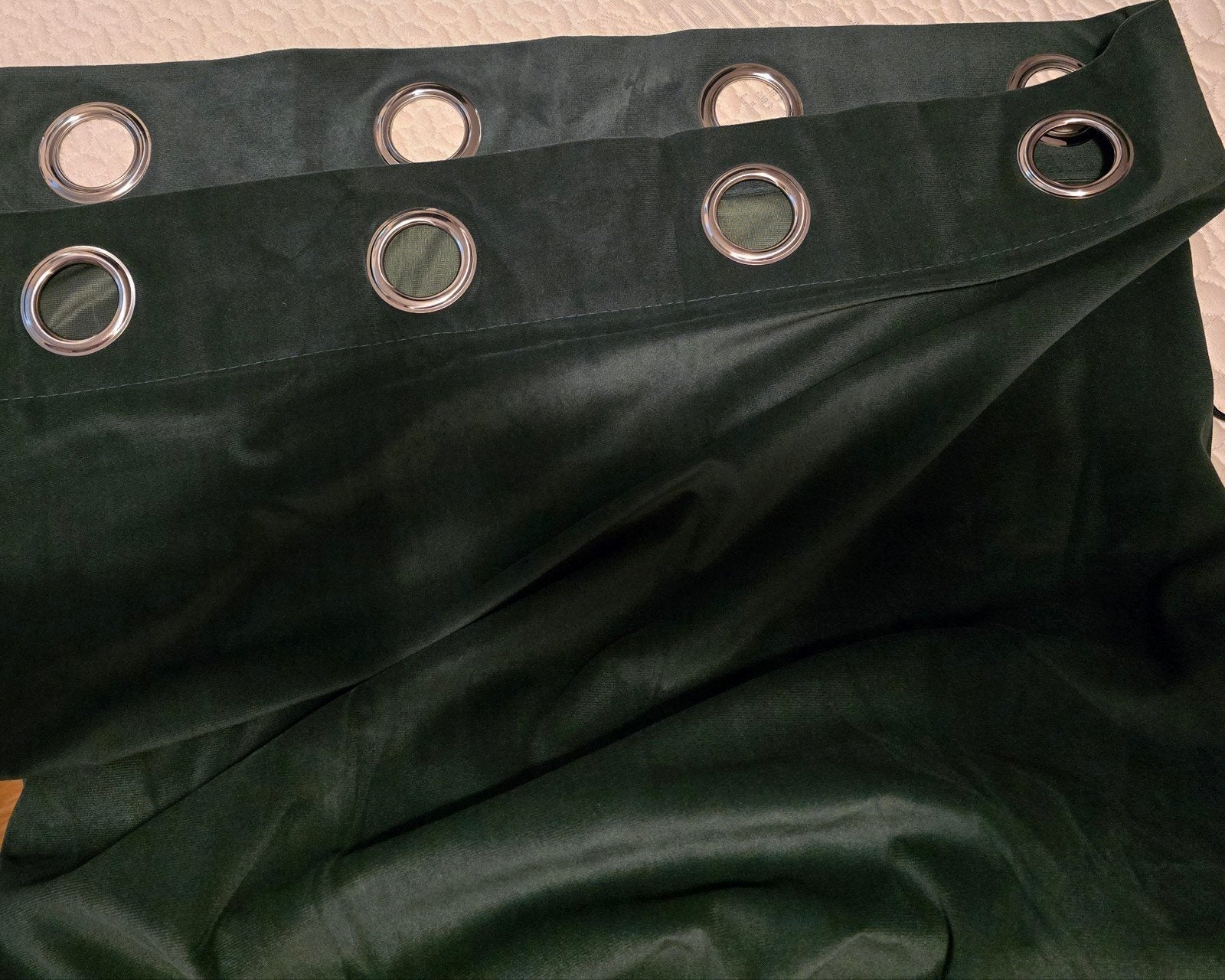 Velours Gordijn 140x260 - Donkergroen, Ophalen of Verzenden, Zo goed als nieuw, Gordijn, Groen