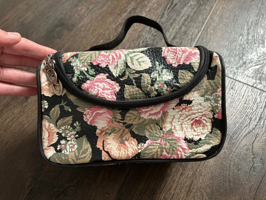 Vintage make-up tasje met rozenprint, Ophalen of Verzenden, Gebruikt, Dame