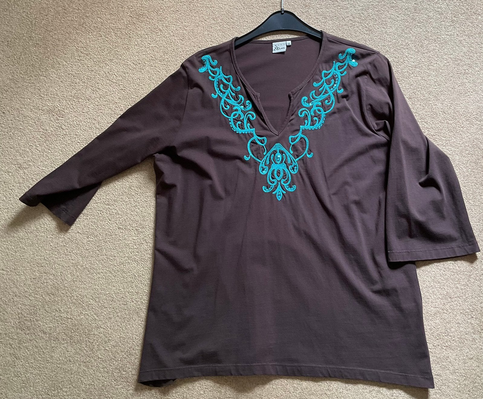 T shirt maat 50 Miss Etam, Kleding | Dames, Ophalen of Verzenden, Zo goed als nieuw, Bruin