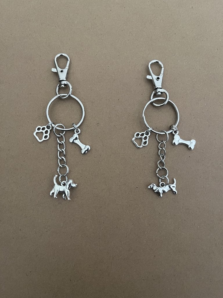 4 verschillende sleutelhangers hond, teckel, bot, pootafdruk, Ophalen of Verzenden, Nieuw, Dier of Natuur
