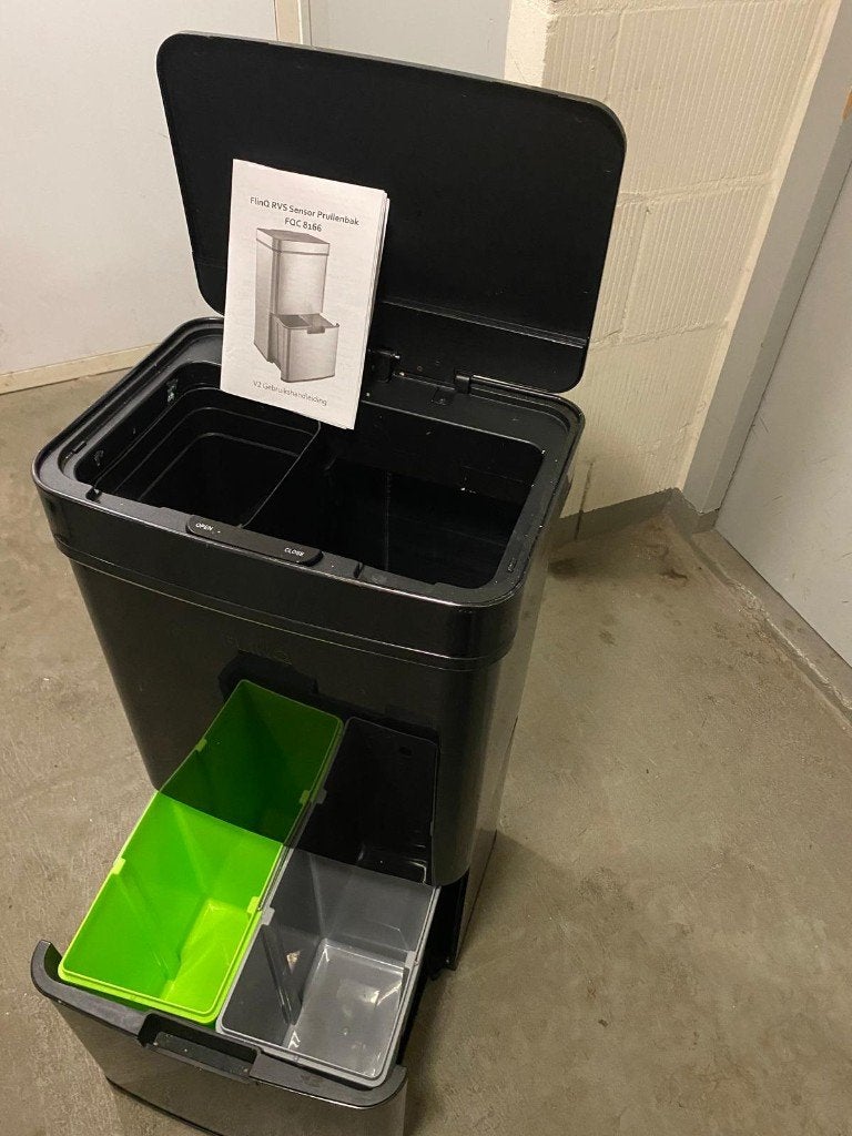Flinq rvs sensor prullenbak FQC 8166, Ophalen, 50 – 75, 40 liter of meer, Zo goed als nieuw