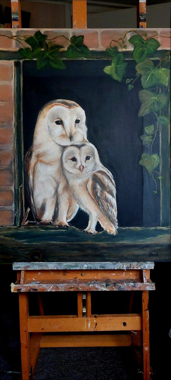 KERKUIL MET JONG IN VENSTER BOERENSCHUUR, Antiek en Kunst, Kunst | Schilderijen | Klassiek, Ophalen of Verzenden