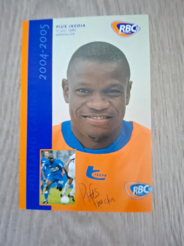 Spelerskaart Pius Ikedia RBC met handtekening, Ophalen of Verzenden, Gebruikt, Overige binnenlandse clubs, Spelerskaart