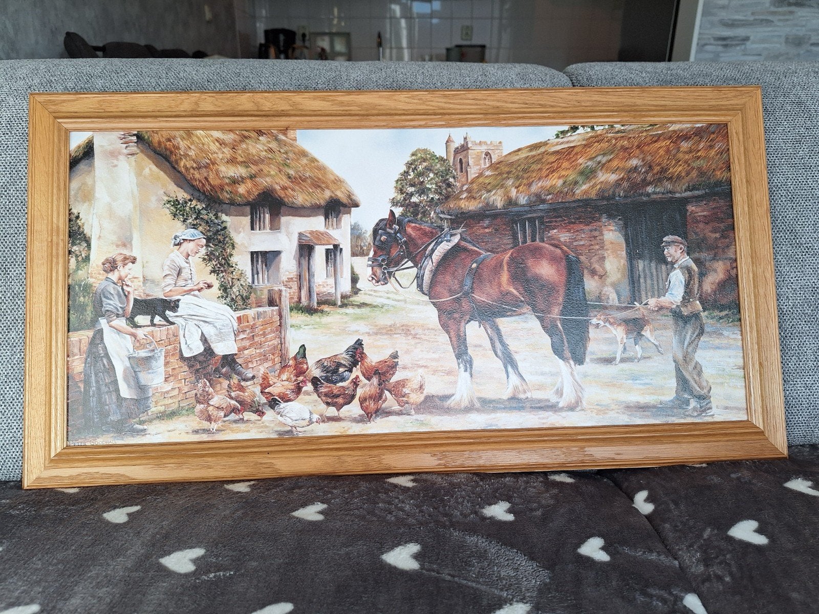 Schilderij landelijk tafereel met boerderijdieren, Ophalen