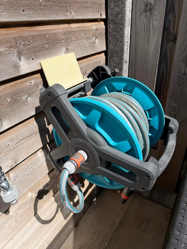 Gardena Tuinslanghaspel met slang - Gebruikt, Tuin en Terras, Tuinslangen, Ophalen of Verzenden, Gebruikt, Tuinslanghaspel