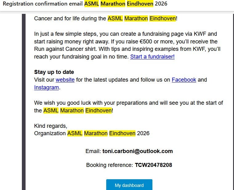 ASML Marathon Eindhoven 2026 Deelname, Overige merken, Overige typen, Nieuw, Ophalen of Verzenden