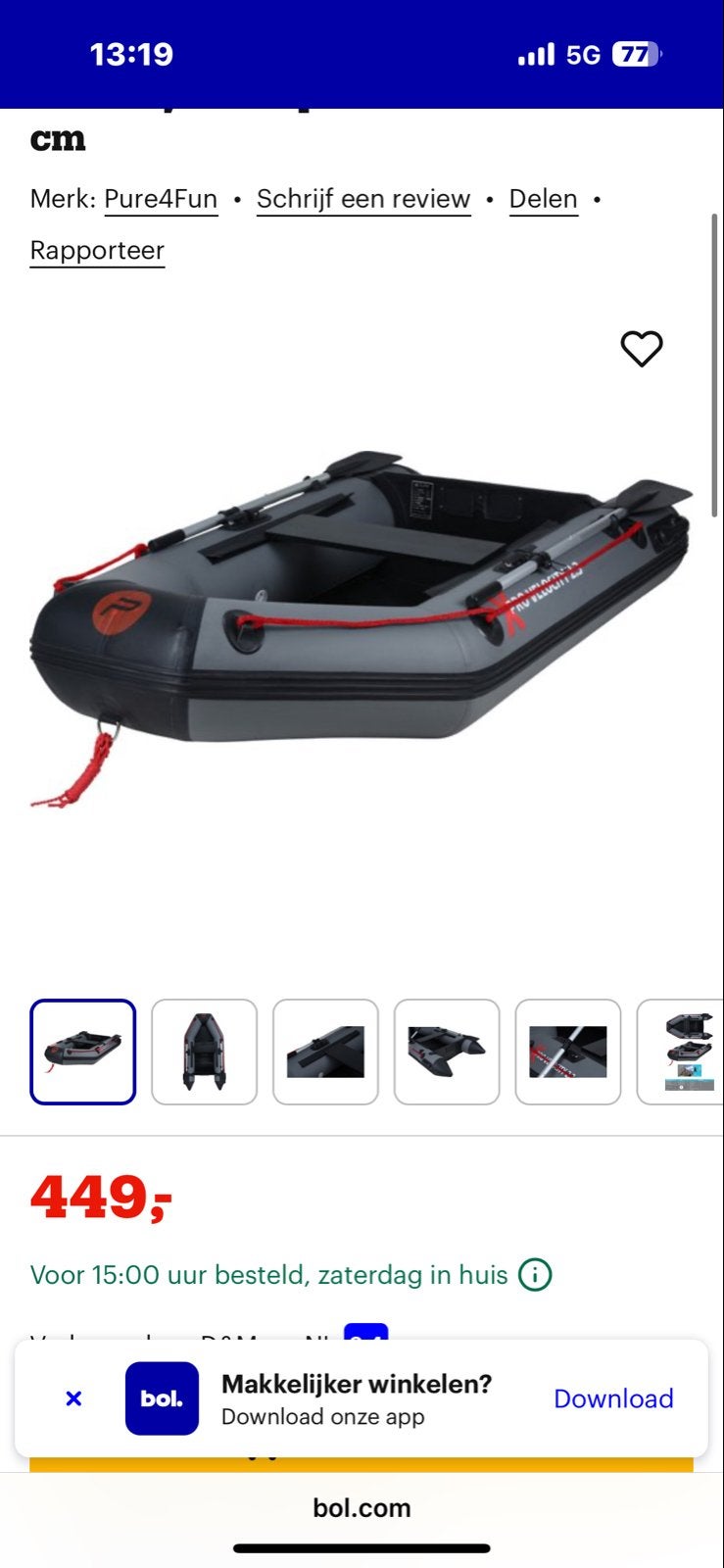 Opblaasboot nieuw voor max 4pk, Ophalen, Nieuw