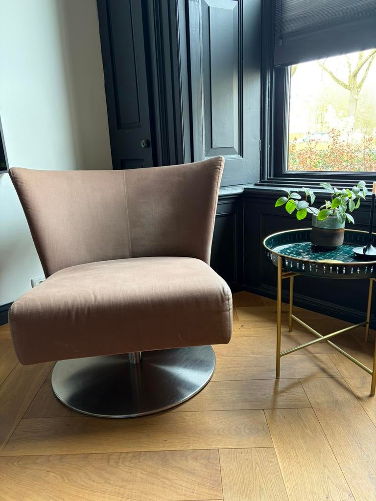 Draaifauteuil Jan des Bouvrie kleur bruin, Ophalen, Gebruikt, Minder dan 75 cm, 75 tot 100 cm