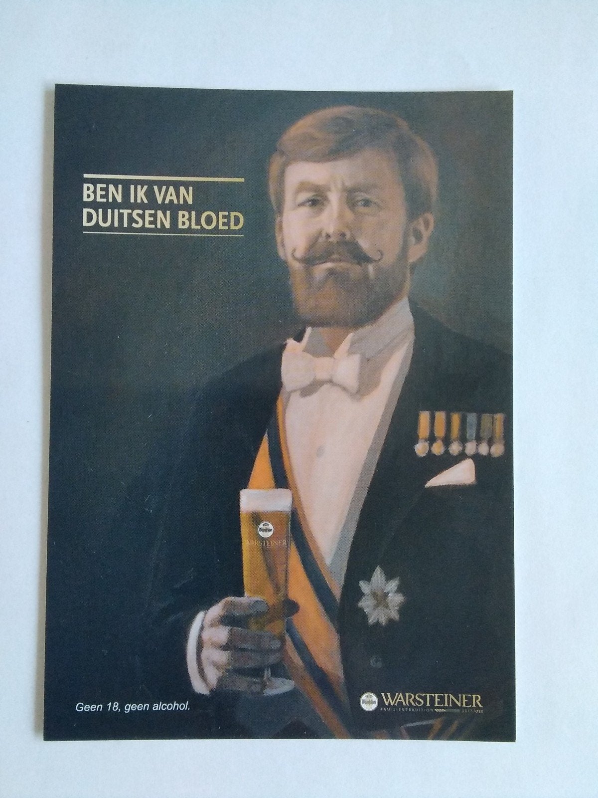 Ansichtkaart Warsteiner Ben ik van Duitsen bloed, Verzamelen, Verzenden, Zo goed als nieuw, Glas of Glazen, Overige merken