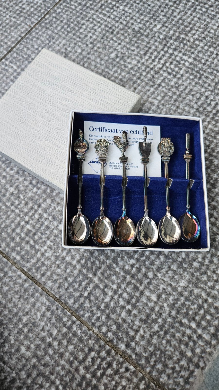 Verzilverde lepeltjes set - VARA jubileum - perfecte staat, Antiek en Kunst, Ophalen of Verzenden