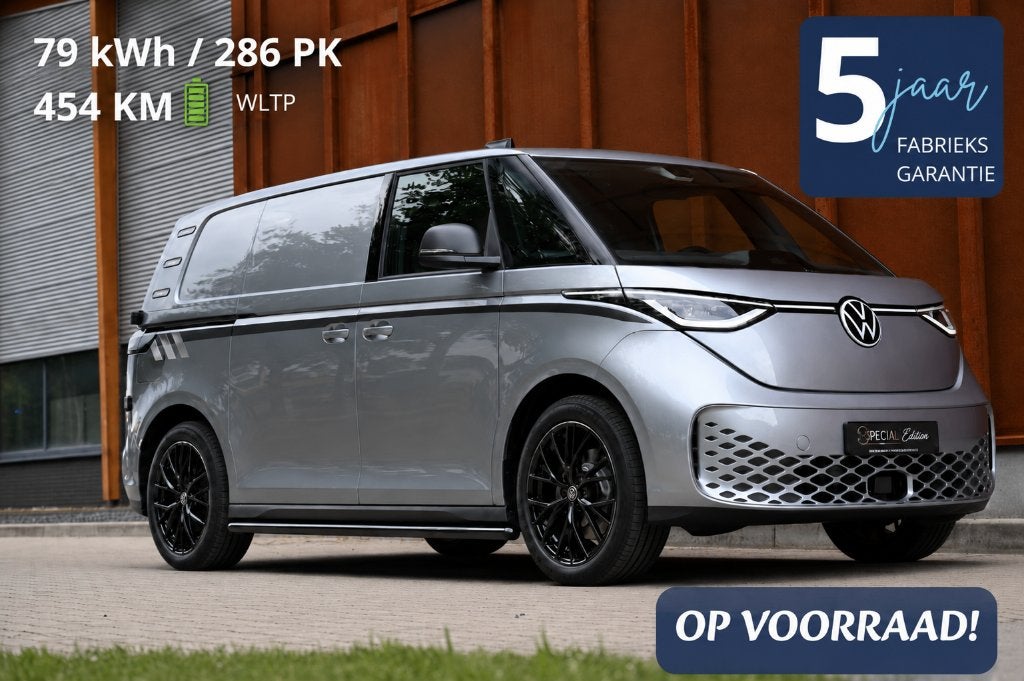 Volkswagen ID. Buzz Cargo LONG RANGE | 454 km  | 5 jr gar., Auto's, Automaat, Achterwielaandrijving, Zwart, Volkswagen