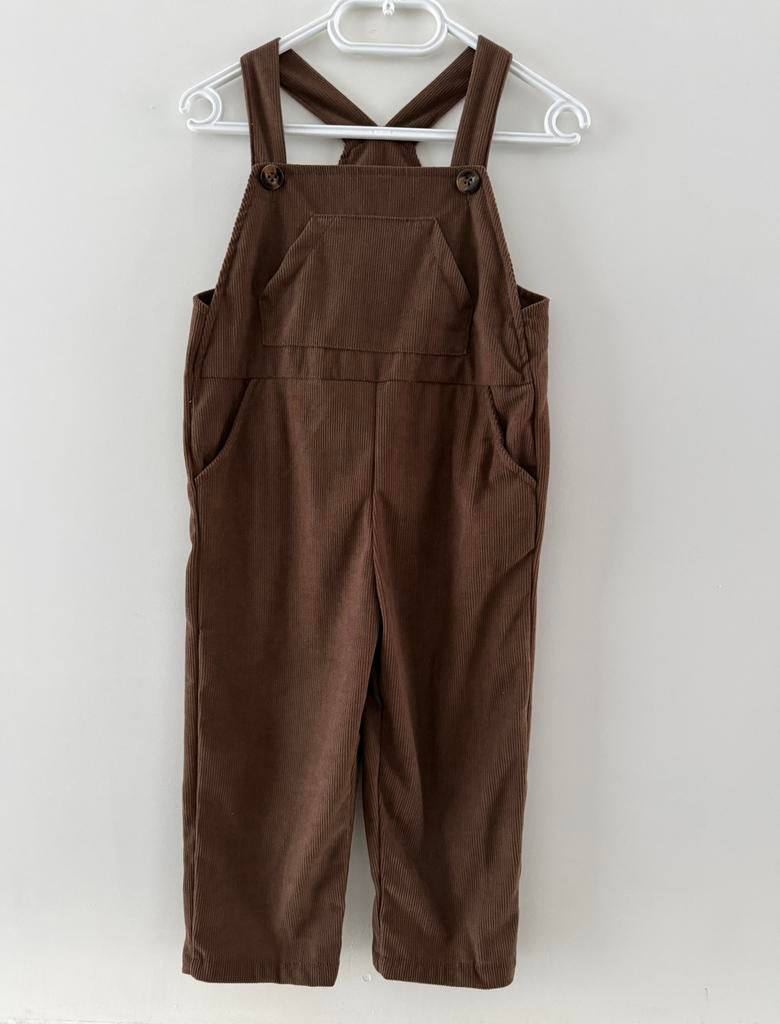 Bruine corduroy tuinbroek lange salopette donkerbruin 74/80, Kinderen en Baby's, Babykleding | Maat 80, Ophalen of Verzenden, Nieuw
