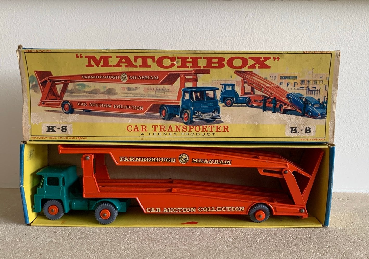 Matchbox K-8 King Size Car Transporter met doos, Ophalen of Verzenden, Gebruikt