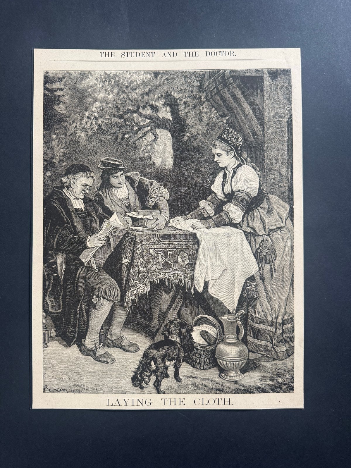 Antieke Gravure 'The Student and the Doctor Laying the Cloth, Dagelijks leven, 1800 - 1899, Met tekst, Ophalen of Verzenden