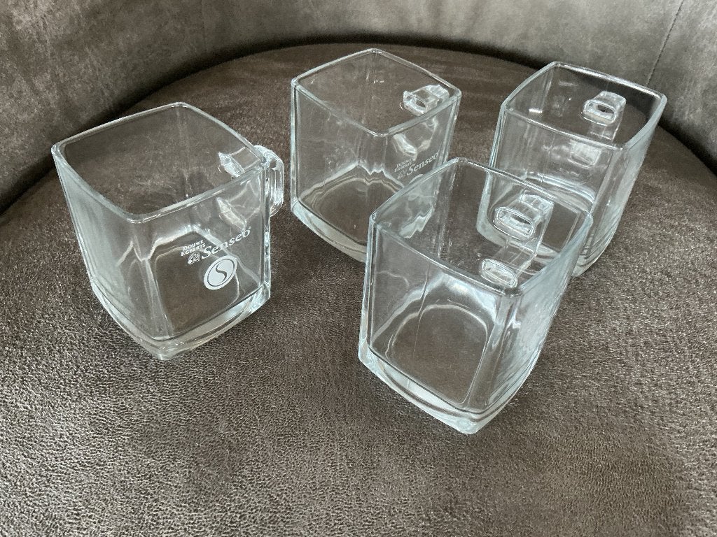 Glazen koffie kopjes vierkant, Huis en Inrichting, Ophalen, Glas of Glazen, Overige stijlen, Glas