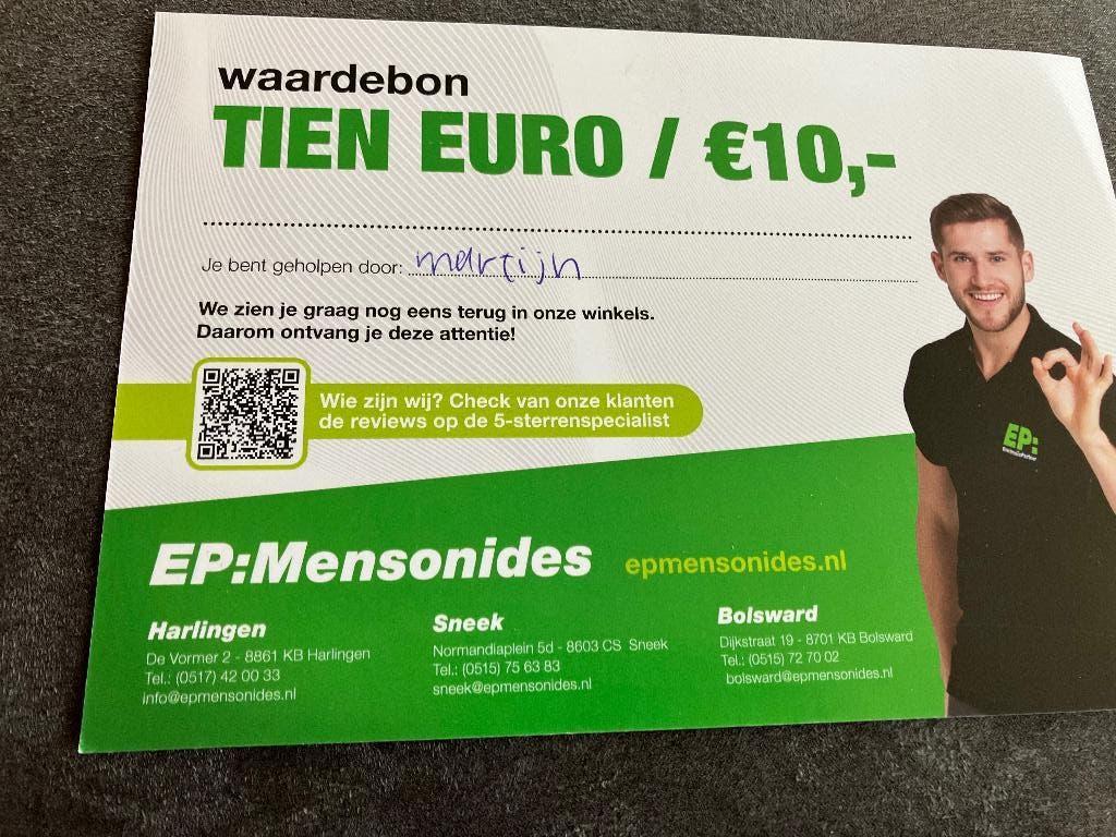 Waardebon Mensonides, Tickets en Kaartjes, Kortingen en Cadeaubonnen, Eén persoon, Cadeaubon