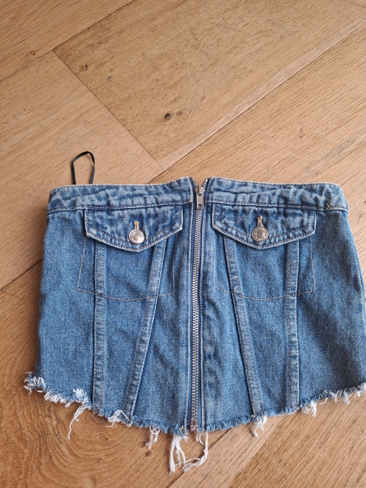 Stradivarius denim top XS 34, Blauw, Ophalen of Verzenden, Zonder mouw, Maat 34 (XS) of kleiner