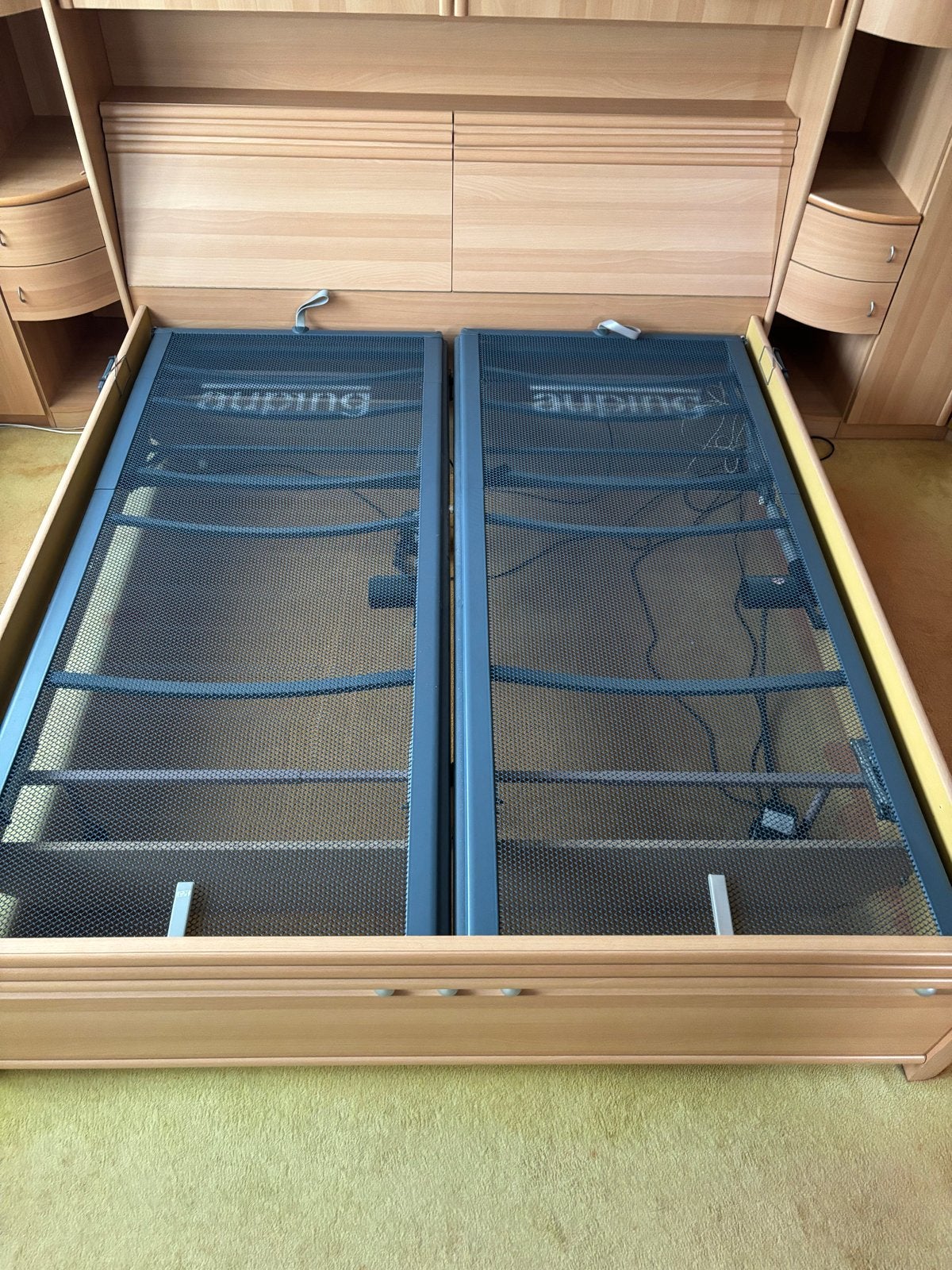 Auping spiraalbodem elektrisch rugdeel, handmatig benen, Huis en Inrichting, Ophalen, Gebruikt, 90 cm, Eenpersoons