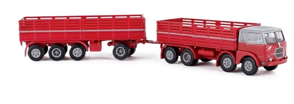 Brekina Fiat 690 Millepiedi vrachtwagen rood grijs, Ophalen of Verzenden, Nieuw, Bus of Vrachtwagen, Overige merken