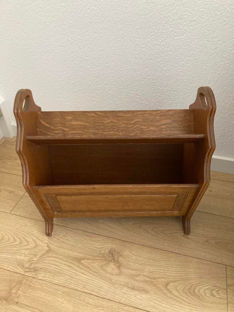 Eiken krantenbak, Huis en Inrichting, Woonaccessoires | Krantenbakken en Lectuurbakken, Ophalen, Gebruikt