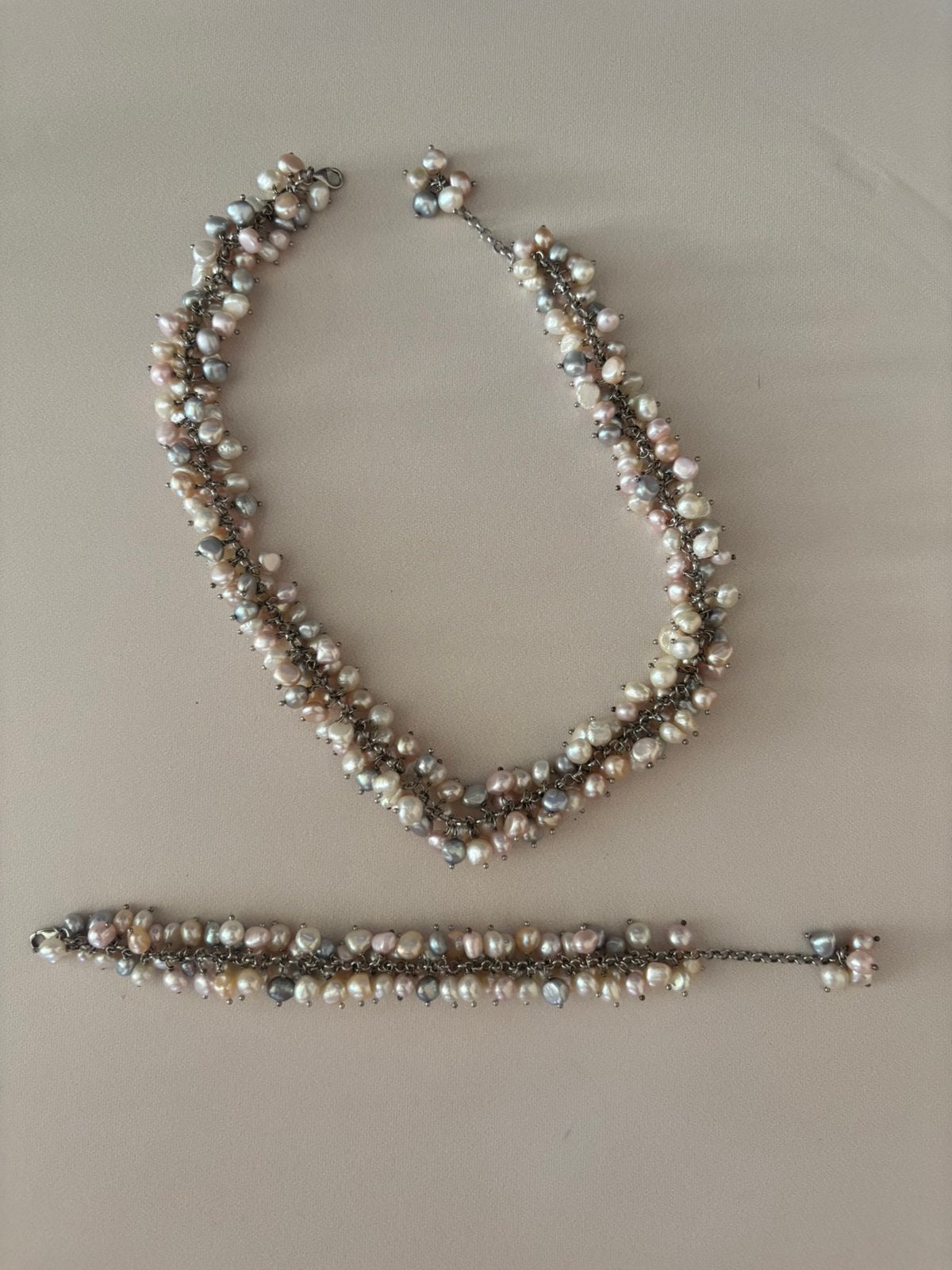 Nieuw zoetwater parels ketting en armband, Ophalen of Verzenden, Nieuw, Steen of Mineraal, Verstelbaar