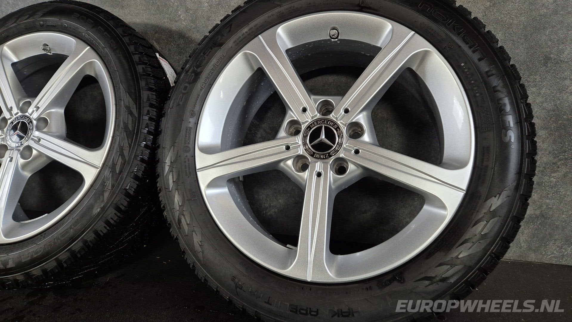 17 inch originele Mercedes A B CLA velgen winterbanden W177, Gebruikt, -, -, Banden en Velgen