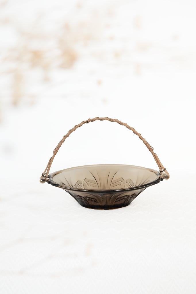 Vintage rookglas bonbon schaaltje hengsel, Ophalen of Verzenden