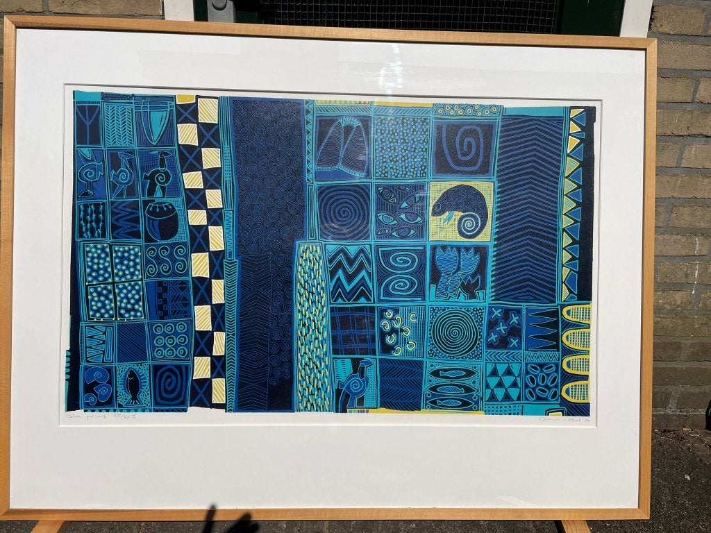 linoleum print, Ophalen, Gelimiteerde oplage, Linosnede, Abstract