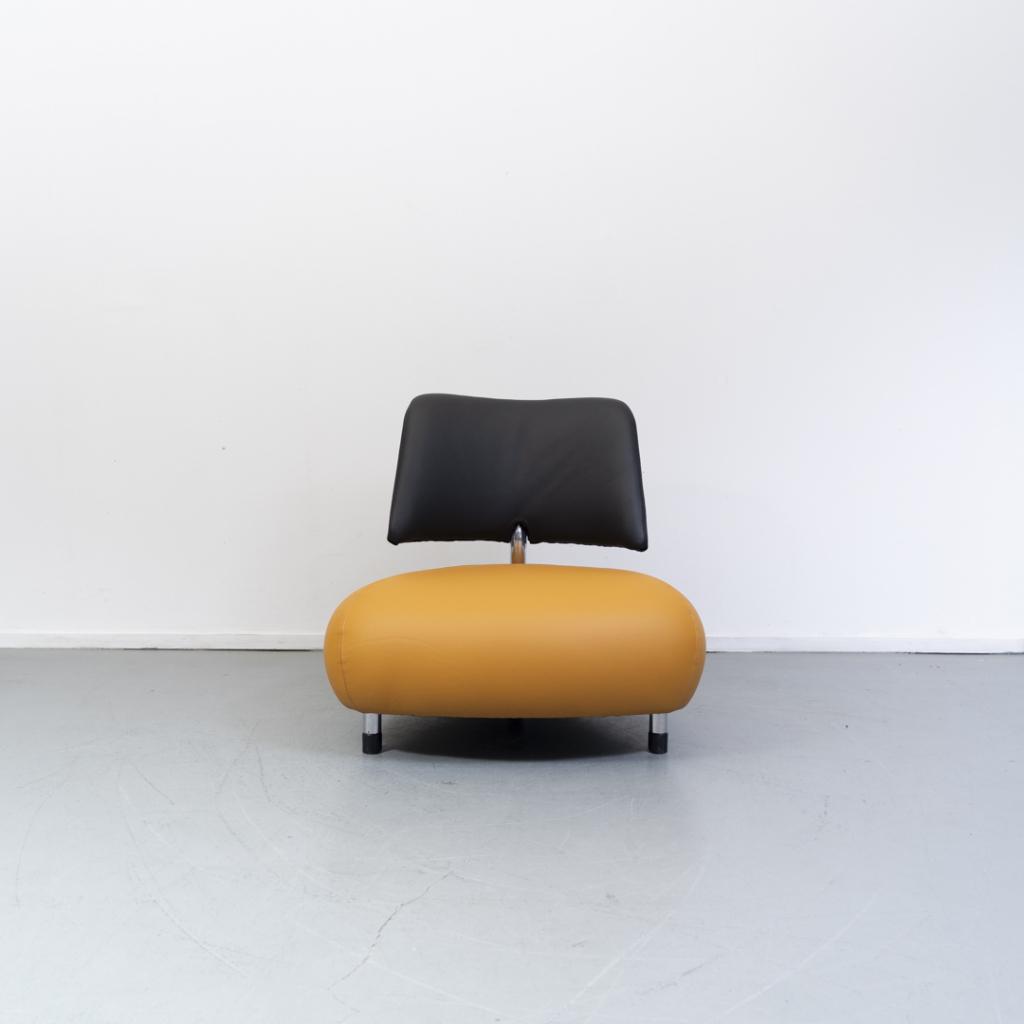 Leolux Pallone maïsgeel - zwart (bijpassende Leolux Kikko), Huis en Inrichting, Fauteuils, Niet ingevuld, Niet ingevuld, Leer