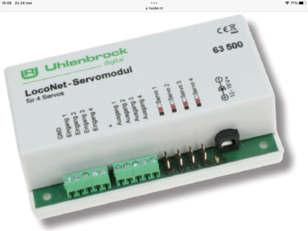 Uhlenbrock LocoNet-Servomodule 63500 voor 4 Servos, Overige merken, Gebruikt, Gelijkstroom of Wisselstroom, Overige typen