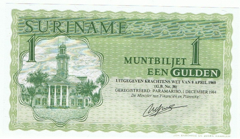 Muntbiljet 1 gulden Suriname  Nr. 411, Ophalen of Verzenden, 10 gulden, Los biljet