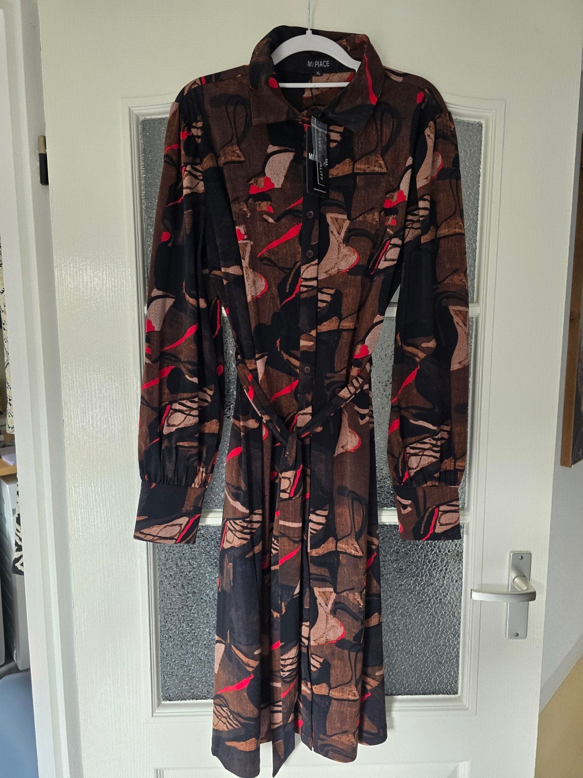 nieuw mi piace jurk xl bruin zwart rood, Kleding | Dames, Maat 46/48 (XL) of groter, Nieuw, Ophalen of Verzenden, Rood