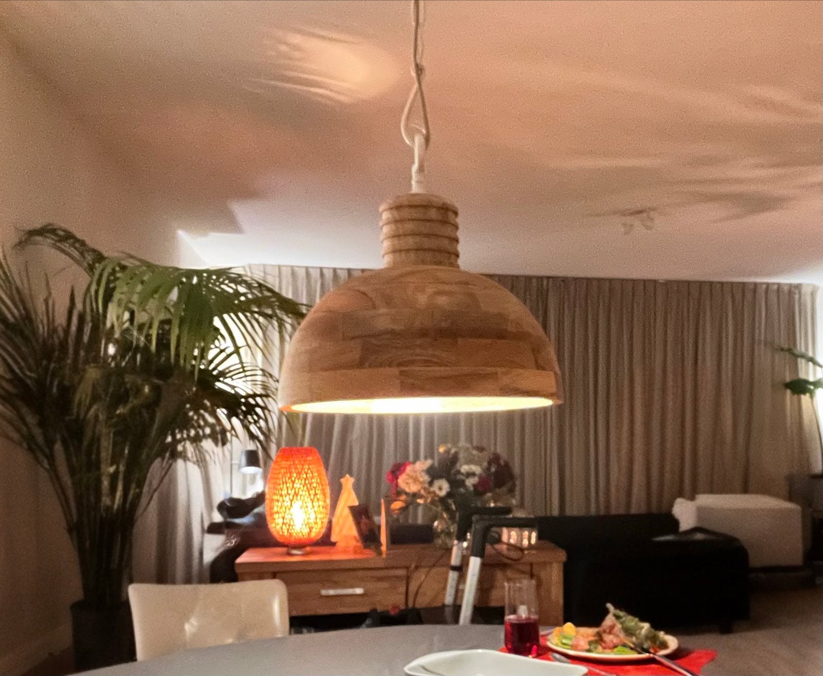 Houten hanglamp - E27 fitting - in perfecte staat, Ophalen of Verzenden, Zo goed als nieuw, Hout, E27 (groot)