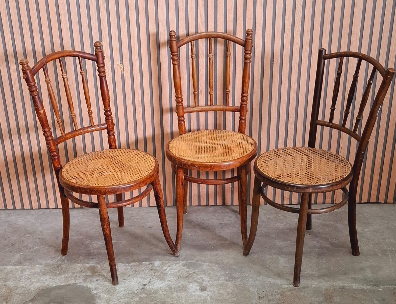 6 x Fischel Thonet webbing stoelen cafestoelen bistro hout, Antiek en Kunst, Ophalen of Verzenden