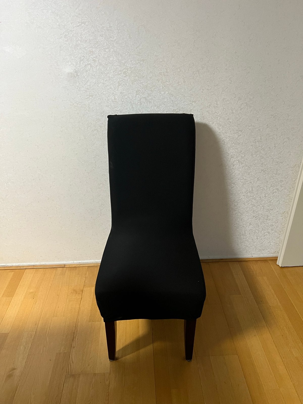 8 zwarte hoezen voor eetkamerstoelen, zo goed als nieuw, Ophalen, Zwart, Zo goed als nieuw, Stof