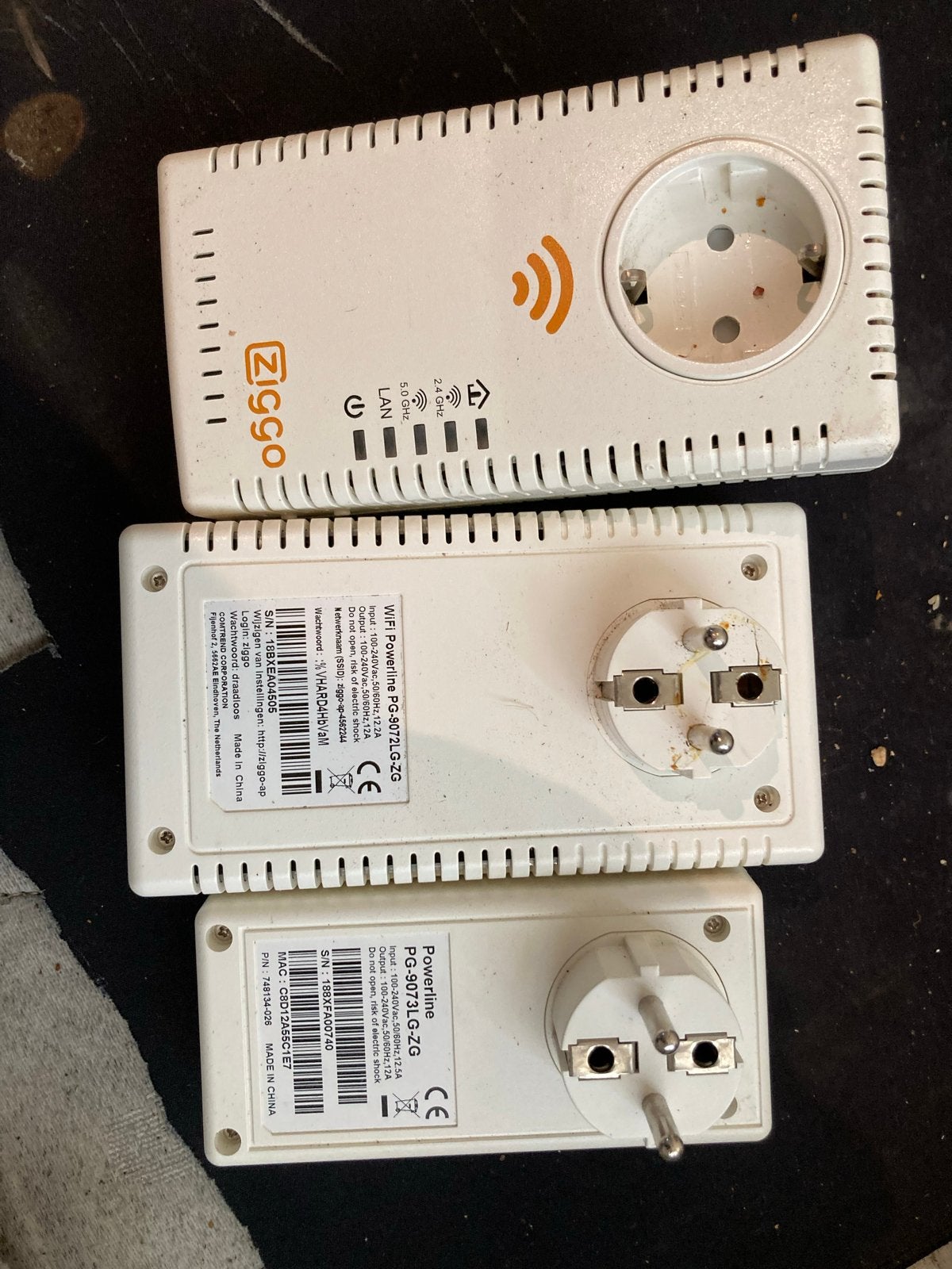 Ziggo Powerline Adapters (3 stuks) - Wifi en LAN, Ophalen, Gebruikt
