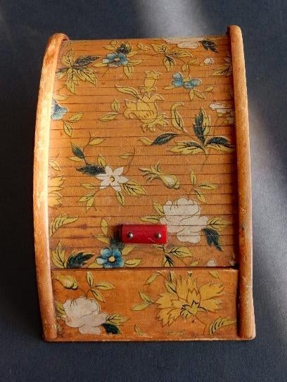 Antiek Japans houten rolluik doosje hand beschilderd, Antiek en Kunst, Ophalen of Verzenden