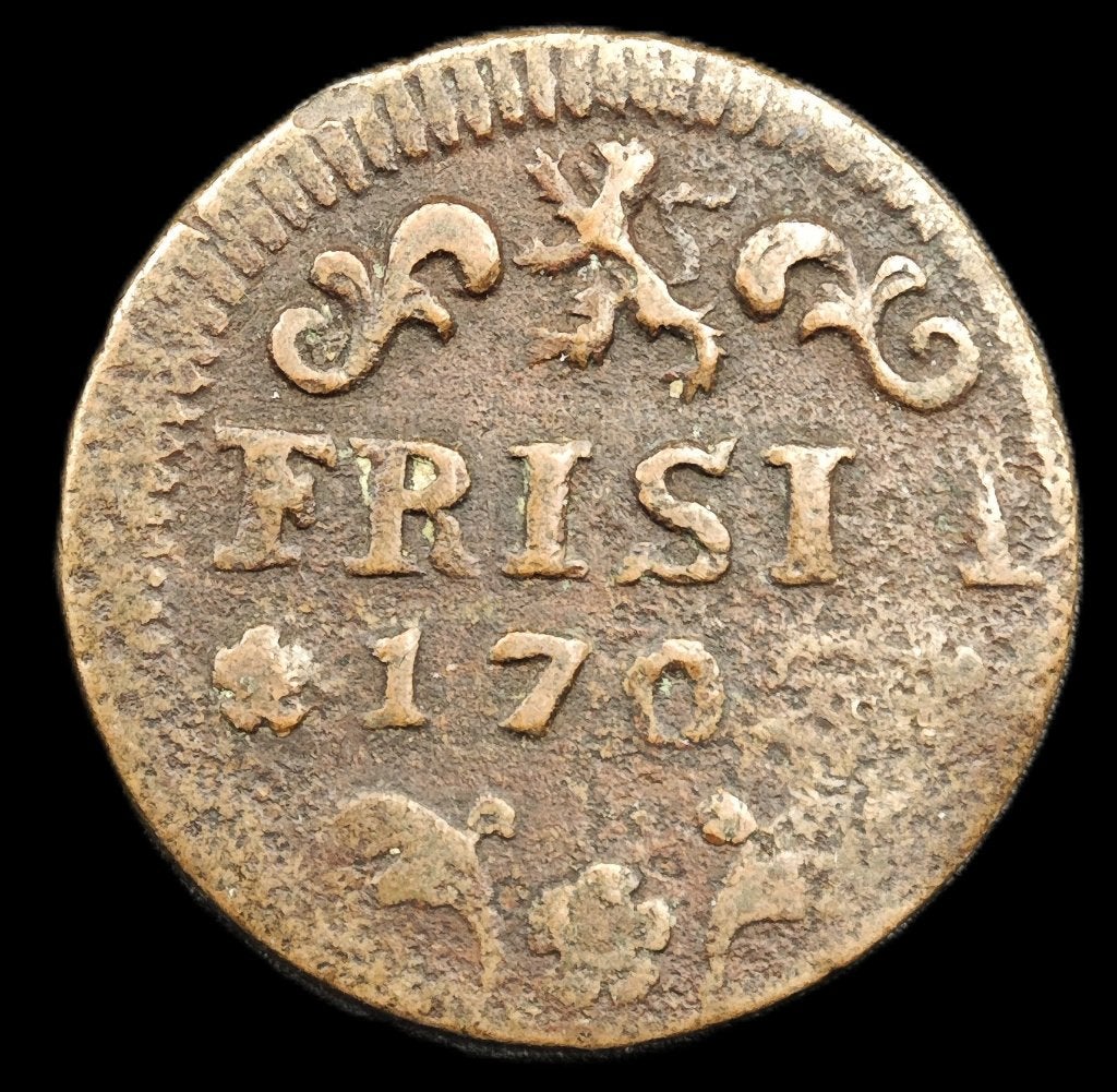 1702 Duit Friesland, Postzegels en Munten, Ophalen of Verzenden, Vóór koninkrijk, Overige waardes, Losse munt