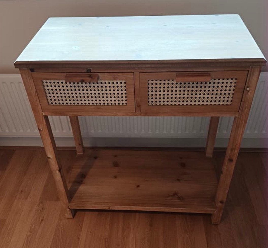 Sidetable met rotan lades, Huis en Inrichting, Tafels | Sidetables, Ophalen, Gebruikt, 100 tot 150 cm, 25 tot 50 cm