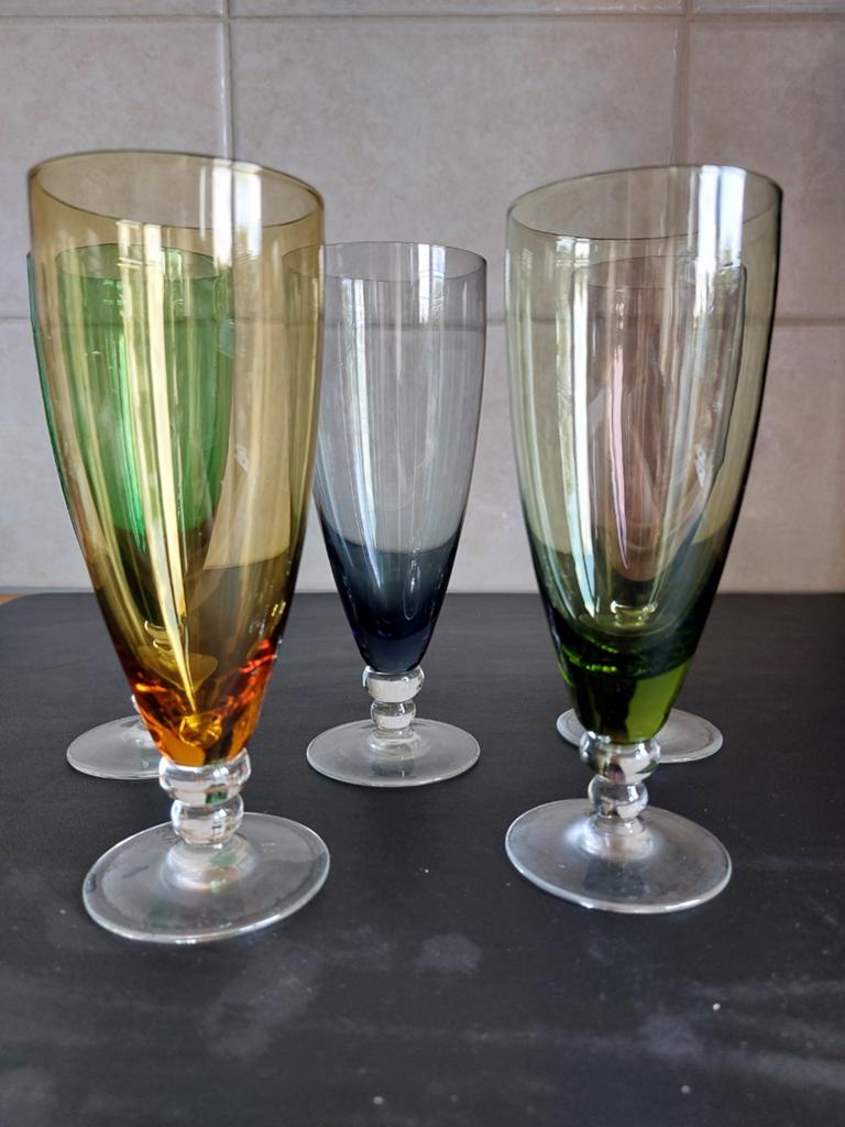 5 kristallen bier/limonade glazen, Antiek en Kunst, Antiek | Glas en Kristal, Ophalen of Verzenden