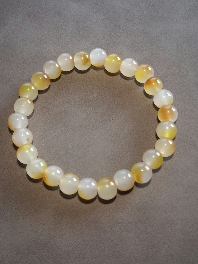 armband Honey Yellow White nr.35, Ophalen of Verzenden, Nieuw, Overige materialen, Met bedels of kralen