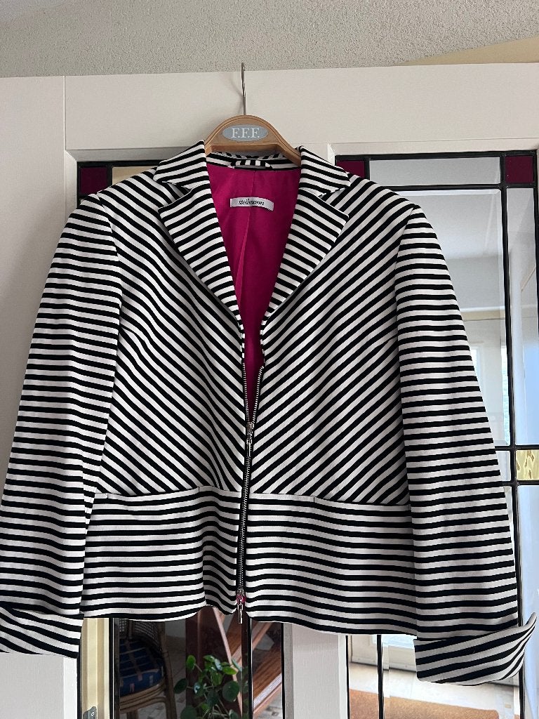 dames blazer Steilmann mt 40 zwart wit streep Zeer fraai, Kleding | Dames, Maat 38/40 (M), Zwart, Ophalen of Verzenden, Jasje